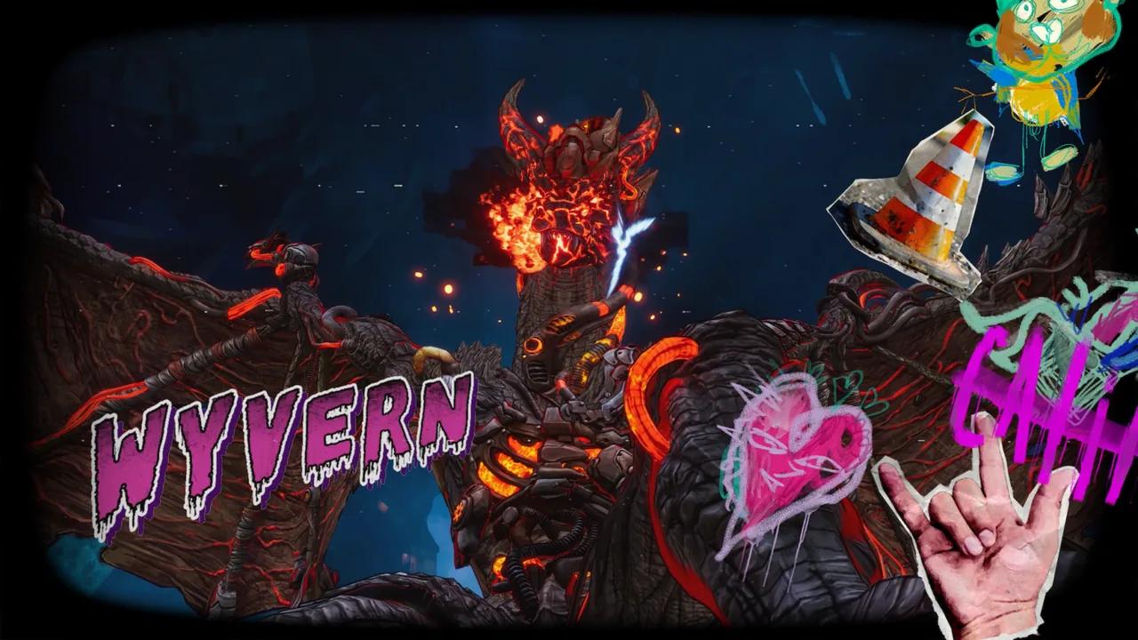 The Wyvern boss screenshot 1 of 2 — Stupid Never Dies Wyvern boss screenshot — a two-winged reptilian dragon with fire-based attacks and a long tail, the second named boss in the bestiary.